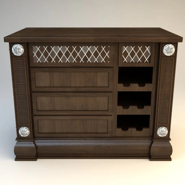 kitchen island cabinet with wine rack 3D Model .c4d .max .obj .3ds .fbx .stl .blend