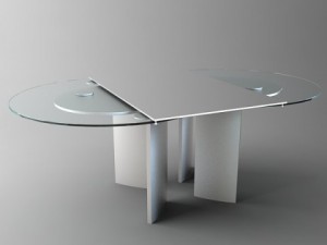 oval glass top table Model 3D