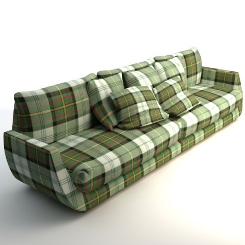 scottish plaid sofa 3D Model .c4d .max .obj .3ds .fbx .stl .blend 