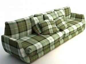 шотландский клетчатый диван 3D Модель