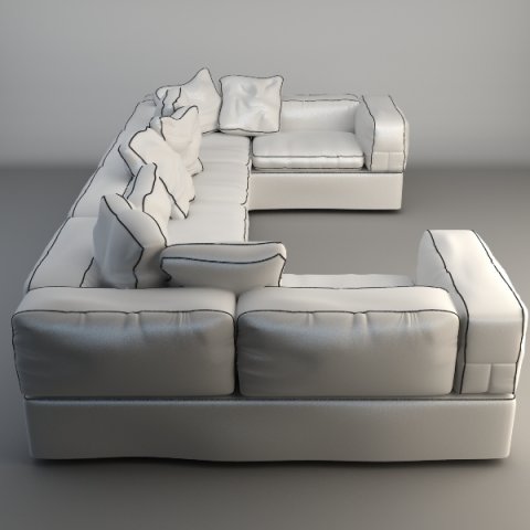 white corner sofa 3D Modell .c4d .max .obj .3ds .fbx .stl .blend