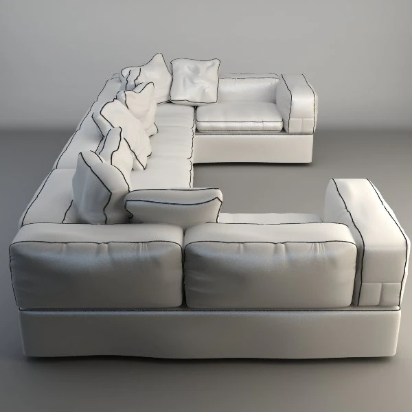 white corner sofa 3D Model .c4d .max .obj .3ds .fbx .stl .blend 