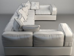 white corner sofa 3D 模型