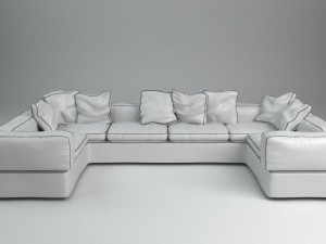 white corner sofa 3D Modell