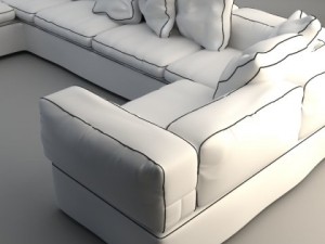 white corner sofa 3D Modell