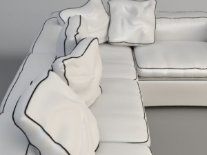 white corner sofa 3D Modell