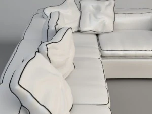 white corner sofa 3D Model