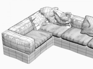 white corner sofa 3D Modell