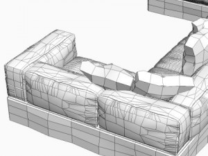 white corner sofa 3D Modell