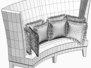 curved high back sofa 3D Model