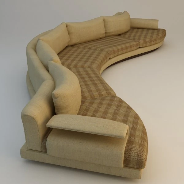 曲線的なソファ 3Dモデル .c4d .max .obj .3ds .fbx .stl .blend 