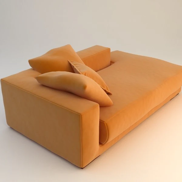 pomarańczowa rozkładana sofa Model 3D .c4d .max .obj .3ds .fbx .stl .blend