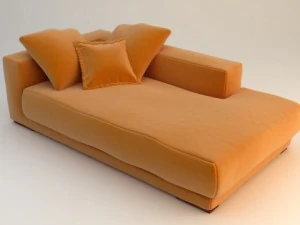 pomarańczowa rozkładana sofa Model 3D
