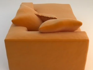 pomarańczowa rozkładana sofa Model 3D