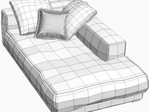 pomarańczowa rozkładana sofa Model 3D