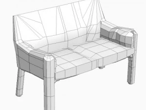 photorealistic upholstered bench 3D Model