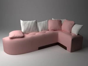 sof&aacute; de canto rosa Modelo 3D