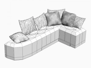 pink corner sofa 3D Model