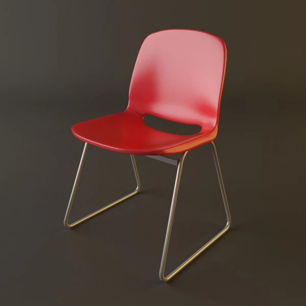 red plastic armless chair stackable 3D Model .c4d .max .obj .3ds .fbx .stl .blend 