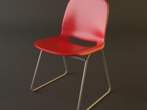 red plastic armless chair stackable Modello 3D