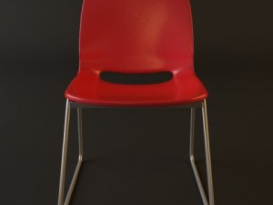 red plastic armless chair stackable Modèle 3D