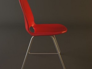 red plastic armless chair stackable Modèle 3D