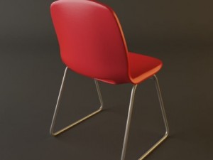 red plastic armless chair stackable Modèle 3D