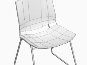 red plastic armless chair stackable 3D Model