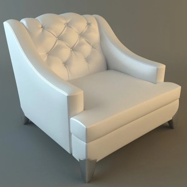 white armchair tufted back 3D Model .c4d .max .obj .3ds .fbx .stl .blend 