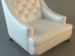 white armchair tufted back 3D 모델