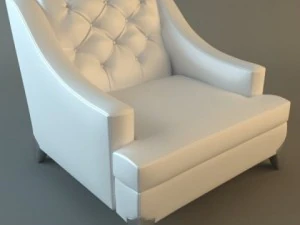 белое кресло с мягкой спинкой 3D Модель