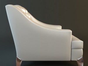 white armchair tufted back 3D Model