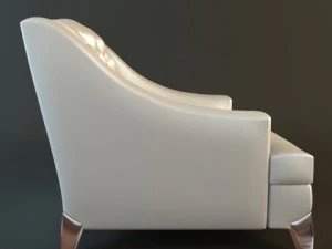 white armchair tufted back 3D Model