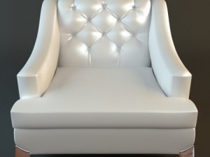 white armchair tufted back 3D Model