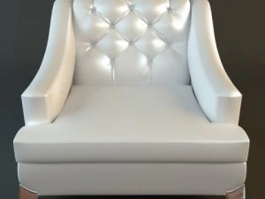 white armchair tufted back 3D Model