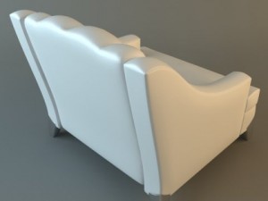 white armchair tufted back 3D Model