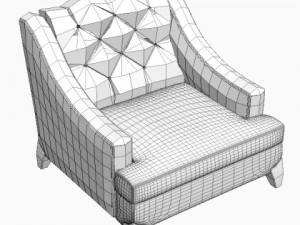 white armchair tufted back 3D Model