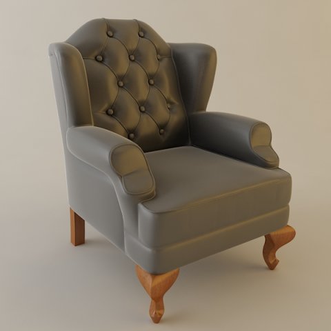 wing chair tufted back 3D Model .c4d .max .obj .3ds .fbx .stl .blend 