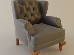 wing chair tufted back 3D Model
