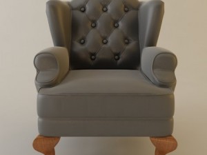 wing chair tufted back 3D Model