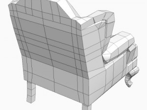 wing chair tufted back 3D Model