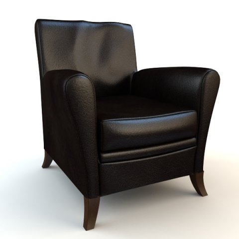 black armchair 3D 모델 .c4d .max .obj .3ds .fbx .stl .blend 
