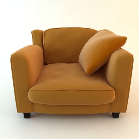 orange armchair with throw pillow 3D 模型 .c4d .max .obj .3ds .fbx .stl .blend 