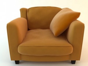 orange armchair with throw pillow 3D Model