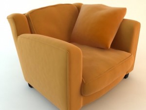 orange armchair with throw pillow 3D 模型
