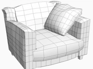 orange armchair with throw pillow 3D Model