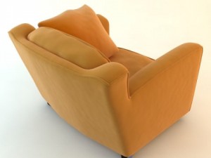 orange armchair with throw pillow 3D 模型