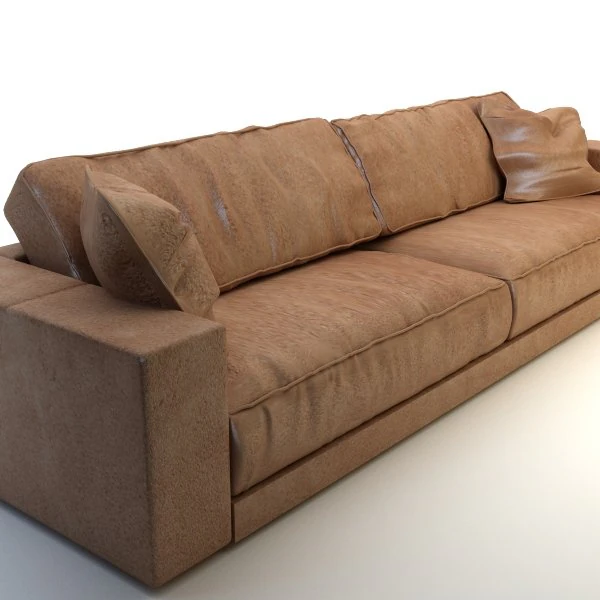 photorealistic long leather sofa 3D Model .c4d .max .obj .3ds .fbx .stl .blend