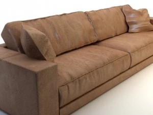 photorealistic long leather sofa 3D Model