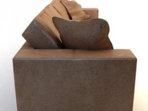 photorealistic long leather sofa 3D Model